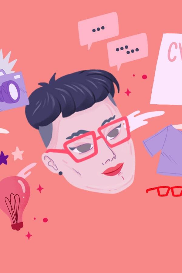 Illustration of a person with glasses thinking about a CV